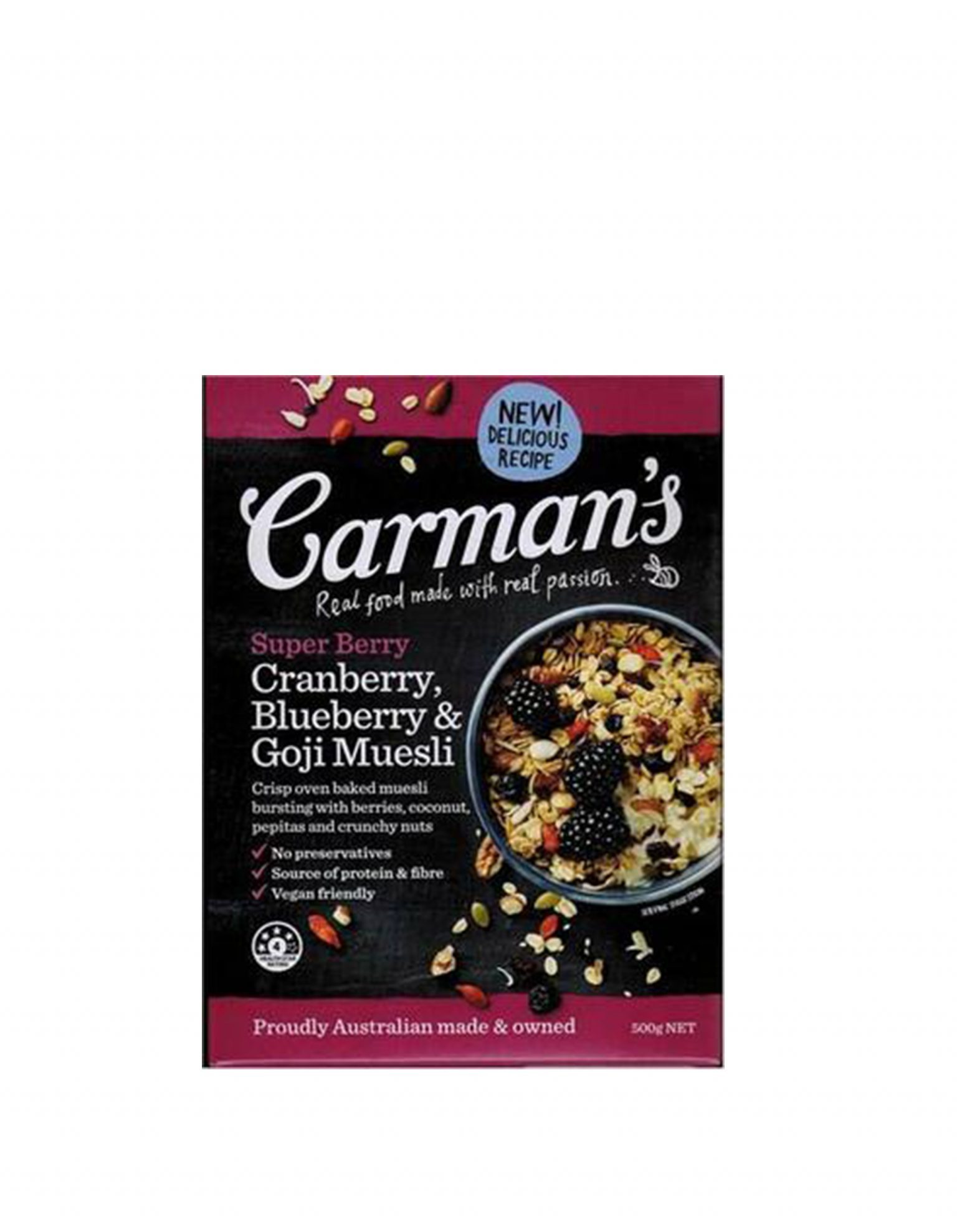 Carman's Muesli Bar Cranberry,Blueberry & Goji main image